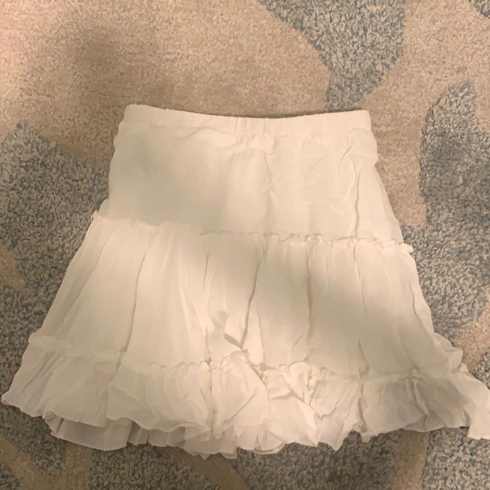 white ruffle mini skirt